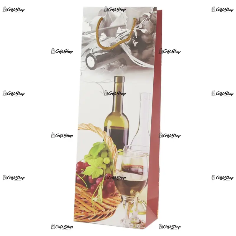 Punga cadou bauturi din hartie 13x36 cm, wine&grapes